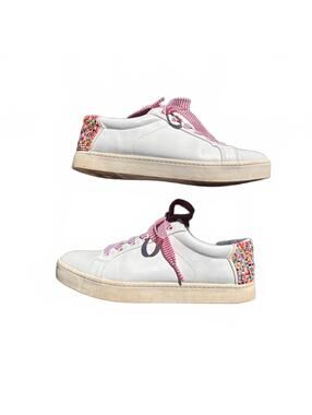 Circus by Sam Edelman White Leather Sneakers with Beaded Heels | Size 8